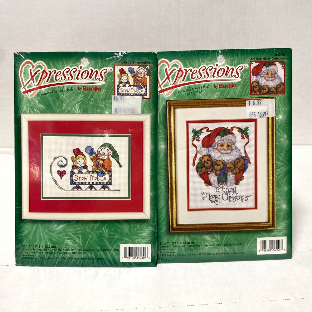 Vintage Bucilla 2000 Xpressions Holiday Cross Stitch Kit Set Of 2